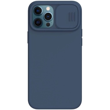 Nillkin CamShield Silky Magnetic Silicone Case - силиконов (TPU) калъф с MagSafe за iPhone 12, iPhone 12 Pro (син)