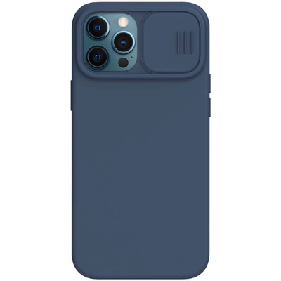 Nillkin CamShield Silky Magnetic Silicone Case - силиконов (TPU) калъф с MagSafe за iPhone 12, iPhone 12 Pro (син)