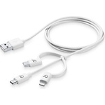 Cellularline Кабел Cellular Line, от USB A(м) към USB micro B(м)/USB C(м)/Lightning(м), 1m, бял