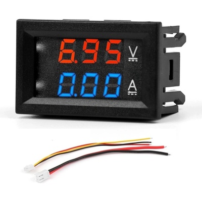 Digitální DC voltmetr/ ampérmetr - 50A, displej červený, modrý (bez bočníku)