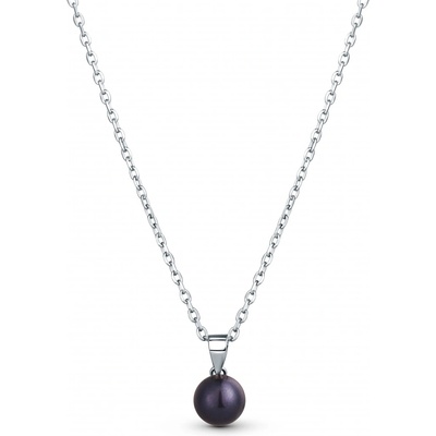 JwL Luxury Pearls Jemný stříbrný náhrdelník s pravou černou perlou JL0836