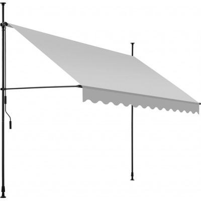 Tectake Upínací markýza s ruční klikou, výškově nastavitelná 300 x 180 cm, světle šedá