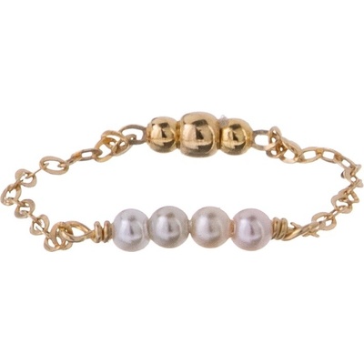 Alisia Řetízkový pozlacený prsten se syntetickými perlami AL5168.01.000.D