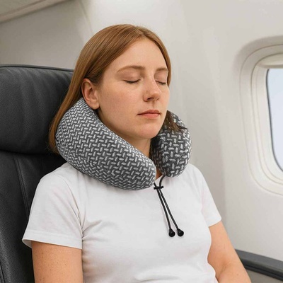 vidaXL Пътен възглавник за врат Сив 30 x 28 x 14 см Полиестер (42012698)