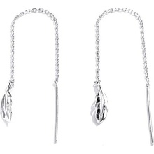 For Silver Visací řetízkové náušnice s peříčkem - Stříbro 925