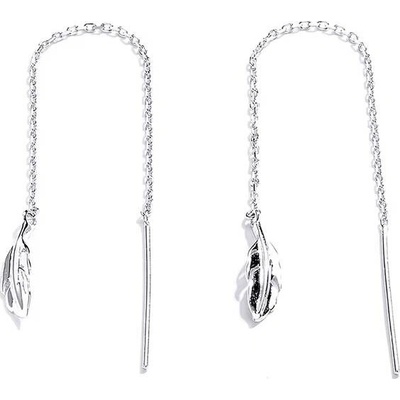 For Silver Visací řetízkové náušnice s peříčkem - Stříbro 925
