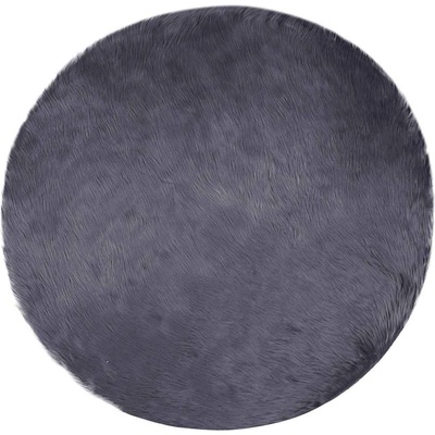 vidaXL Изкуствен овчи килим Tafalla Антрацит Ø 80 cm Полиестер (42021601)