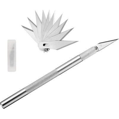 1Mcz skalpel modelářský nůž a 10 čepelí číslo 11 stříbrná (silver) – Zboží Mobilmania