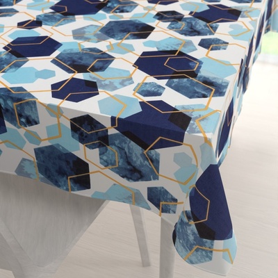 Biante bavlna obdélníkový ubrus Sandra SA-574 Modré hexagony na bílém 120x200 cm