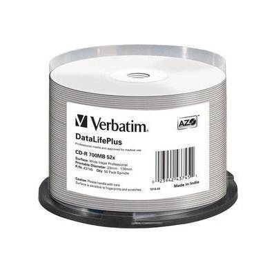 Verbatim CD-R(50-pack) spindl, AZO 52X, 700MB, WHITE WIDE PRINTABLE SURFACE NON-ID (43745)