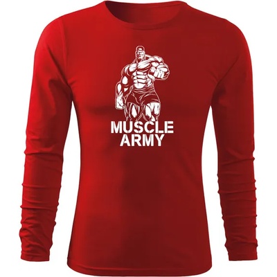 DRAGOWA FIT-T Тениска с дълъг ръкав Muscle Army Man, червена, 160 г/м2 (5598)