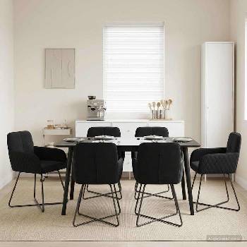vidaXL Обедени столове 6 pcs Кадифе Черно 59 x 56, 5 x 86 см (3428224)