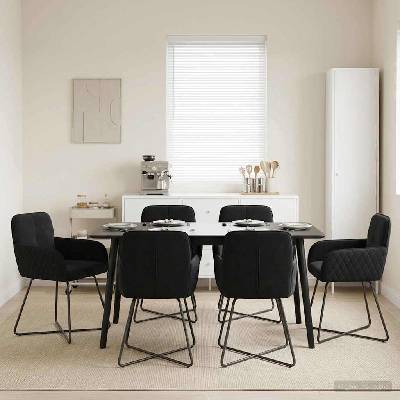 vidaXL Обедени столове 6 pcs Кадифе Черно 59 x 56, 5 x 86 см (3428224)