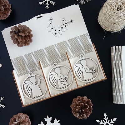 SENTOP | Vánoční ozdoby ze dřeva a plastu, vánoční dekorace dřevěné, dřevěné doplňky PR0103-Christmas decorati HEU-