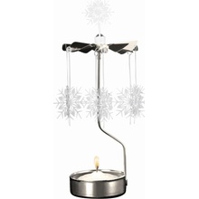 Pluto Design Rotujúci svietnik Silver White Snowflakes