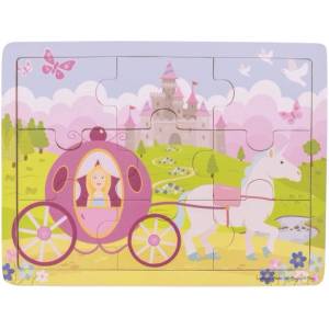 Bigjigs Toys Дървен пъзел принцеса с карета (BJ221)