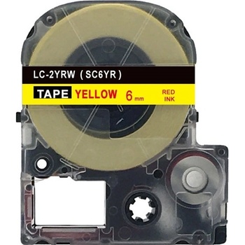 Compatible Epson LK-SC6YR, 6mm x 9m, червен печат / жълт фон, съвместима лента (LKSC6YR)