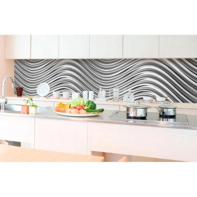 DIMEX ART Фототапет за кухня - сребърни вълни 350 x 60 см