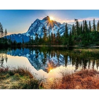 Figuered ART malování podle čísel JEZERO A HORA ZRCADLENÍ