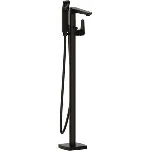 Inter Ceramic Стоящ смесител за вана ICL 8214B, месинг, черен мат, подово захранване, с шлаух и слушалка, 94.8x20.15см (8214B)