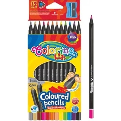 Pastelky trojhranné černé dřevo s ořezávátkem 12 barev