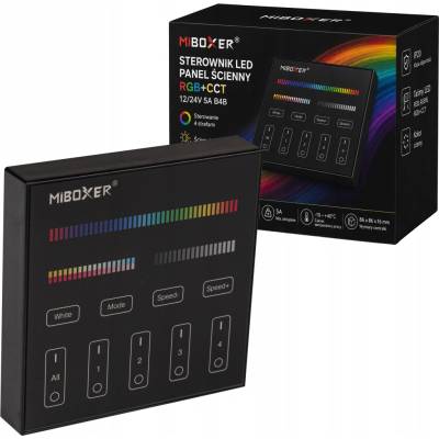 LED Solution Mi-Light RF Nástěnný dálkový ovladač pro RGB+CCT LED pásky, 4-kanálový Barevná varianta patice: Černá B4-B