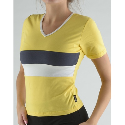 GINA 98009P Tričko pruhované Citronová tm.popel