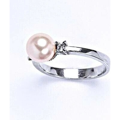 Čištín Zlatý prsten Swarovski perla Rosaline bílé i žluté zlato T 1207