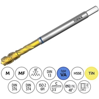 Narex Ždánice 041535332100000 - Závitník strojní M10 x 1,5 mm, typ 3044, kod 4260 TiN