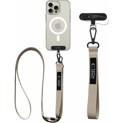 Snúrka na krk Tech-Protect C6S Crossbody popruh na mobil 2v1 béžový