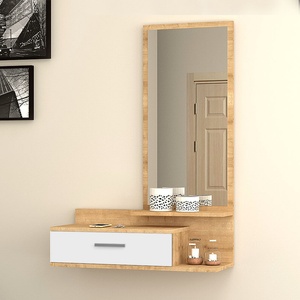 TopMebel Тоалетка Joy TopMebel с огледало от меламин за антре в цвят сонома - бял 80x35x116cm