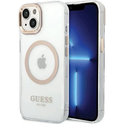 GUESS Калъф Guess Metal Outline MagSafe за iPhone 15 Plus / 14 Plus - златен (3666339196905)