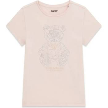 GUESS Розова тениска за момиче с кристално мече Guess