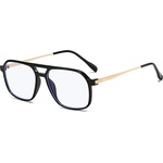 Techsuit Очила за компютър Techsuit Anti-Blue Light Glasses Reflex PC (83092) - унисекс, големи квадратни - Черен / Златист
