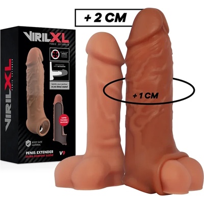 Пенис удължител с отвор за тестиси, 15, 5см. - Penis Extender V9 Brown (D-227272)