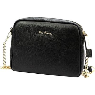 Pierre Cardin Značková malá kožená crossbody kabelka no. 48 černá