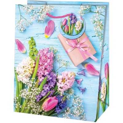 Taška dárková Maxi matt 26,7 x 13,7 x 33cm TL - motiv hyacinty