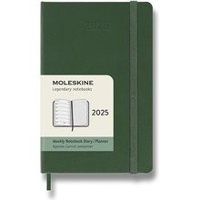 Moleskine A6 týdenní 2025 tmavě zelený