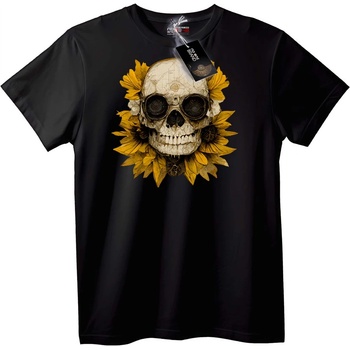 NOONEBRAND Тениска Череп със Слънчогледи - M, Black