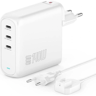 4smarts Зарядно за Macbook с USB-C x3, 4Smarts Flex Pro GaN 140W, Бял (544140)