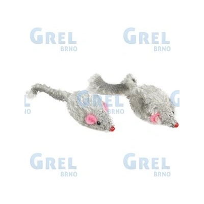 Flamingo hračka pro kočku myš chrastící 5 cm 12 ks šedá