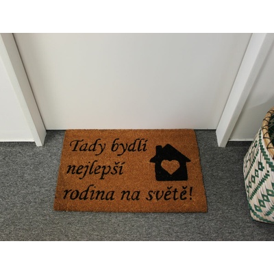Home Elements Tady bydlí nejlepší rodina na světě béžová 40 x 60 cm