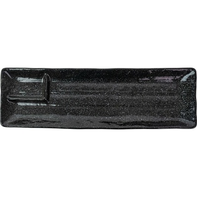 Servírovací tanier CONTOUR 33 x 10,5 cm vysoký okraj čierna keramika MIJ