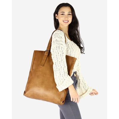 Mazzini Marco dámska kožená shopper taška Vintage v7L hnedá