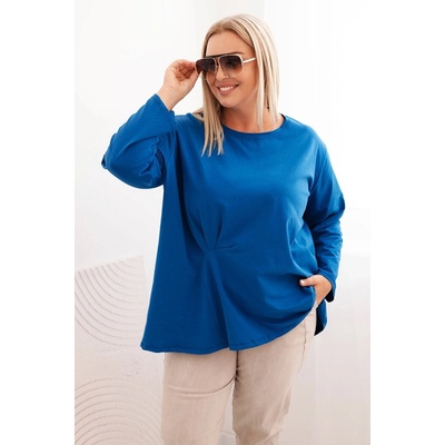 Kesi dámska blúzka Plus Size s bavlnou vreckom a vyhrnutým rukávom kiwi smetana