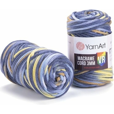 YarnArt Macrame Cord VR 3mm 915 šedo-jeans-žlutá