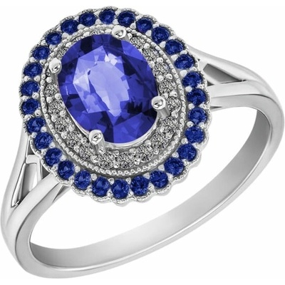 Eppi zlatý tanzanitový prsten s diamanty a safíry Mamisi R32866