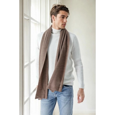 49766 Dewberry Knitted Mens Scarf-COFFEE šedá