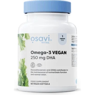 Osavi Omega-3 vegan, 250 mg DHA 60 softgel kapsúl