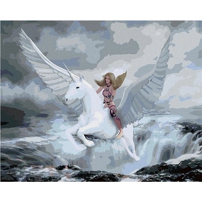 zuty Malování Podle Čísel Fantasy Žena A Pegas 80 x 100 Cm Plátno Rám